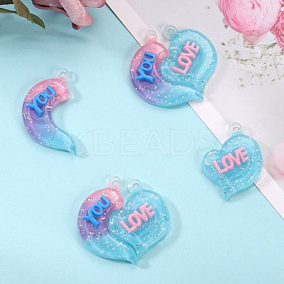 10 Sets Gradient Color Opaque Resin Pendants RESI-SZ0001-91C-1