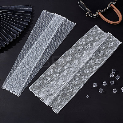 2 Pairs 2 Style Elegant Flower Pattern Polyester Lace Arm Sleeves AJEW-CP0001-43-1