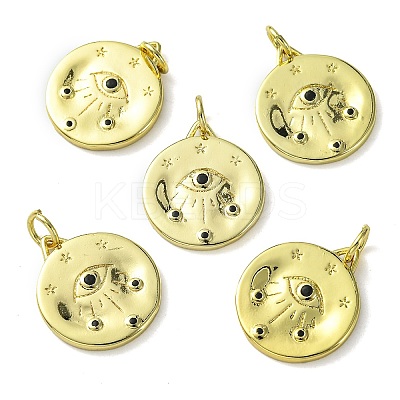 Rack Plating Brass Micro Pave Cubic Zirconia Pendants KK-K332-04G-1