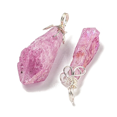 Electroplated Platinum Palted Copper Wire Wrapped Natural Quartz Crystal Pendants G-L133-07F-1