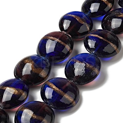 Handmade Gold Sand Lampwork Beads Strands LAMP-C008-03B-1