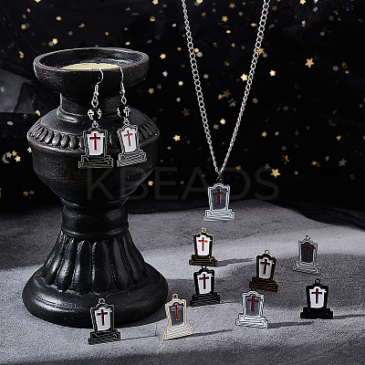 36Pcs 6 Styles Halloween Theme Rack Plating Spray Painted Alloy Enamel Pendants FIND-SC0006-06-1