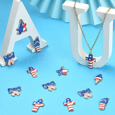 50Pcs 5 Styles Rack Plating Alloy Enamel Pendants ENAM-CJ0003-48-1