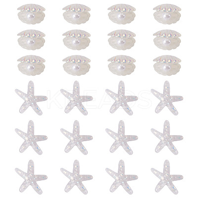 26Pcs 2 Styles UV Plating Ocaen Theme Transparent Resin Cabochons CRES-TA0001-54-1
