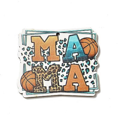 Mother's Day Single Face Printed Aspen Wood Pendants WOOD-G014-37-1