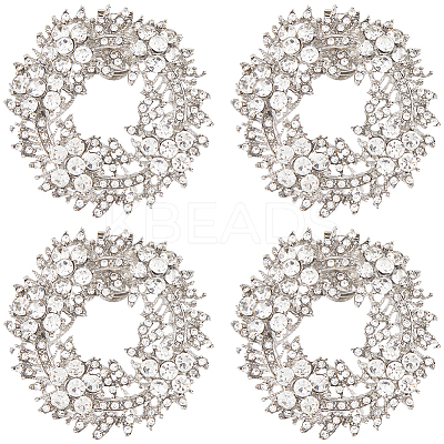 2 Pairs Alloy Rhinestone Shoe Buckle Clips FIND-FG0004-05-1