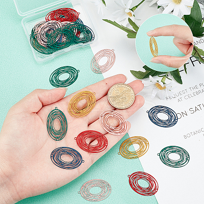 40Pcs 5 colors 430 Stainless Steel Links/Connectors STAS-UN0023-25-1