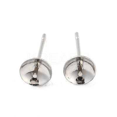 Iron Ear Studs Settings for Half Drilled Beads IFIN-E707-N-1
