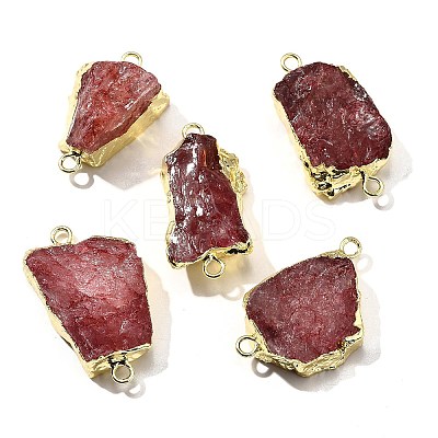 Raw Rough Natural Dyed Quartz Crystal Links Connector Charms G-K189-04LG-09-1