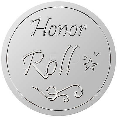Round Plastic Silver Foil Embossed Picture Stickers DIY-WH20008-004-1