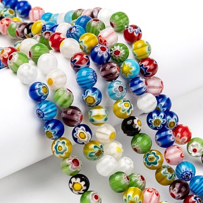 Handmade Millefiori Glass Lampwork Beads Strands X-LK14-1