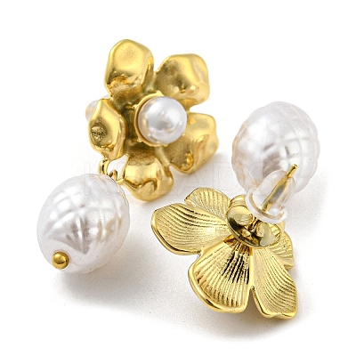 304 Stainless Steel Flower Stud Earrings EJEW-M233-01G-1