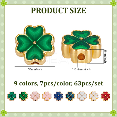 63Pcs 9 Colors Alloy Enamel Beads FIND-PH0026-74-1