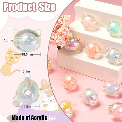 60Pcs 6 Colors UV Plating Rainbow Iridescent Acrylic Beads OACR-CJ0001-36-1