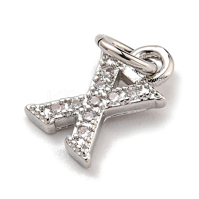 Initial Letter Brass with Cubic Zirconia Charms KK-Q814-26X-P-1