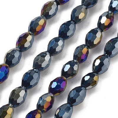 Electroplate Glass Beads Strands EGLA-A037-P6x8mm-B04-1
