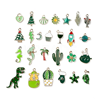 26Pcs 26 Style Light Gold Alloy Enamel Pendants ENAM-YW0001-79-1