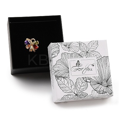 Flower Print Cardboard Paper Jewelry Storage Boxes LS-CON-P022-01C-1