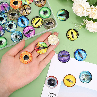 30Pcs 15 Colors Luminous Self Adhesive Glass Eyes Cabochons DIY-CA0006-29-1