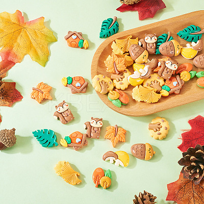 36Pcs 9 Styles Autumn Theme Opaque Resin Cabochons CRES-TA0001-38-1