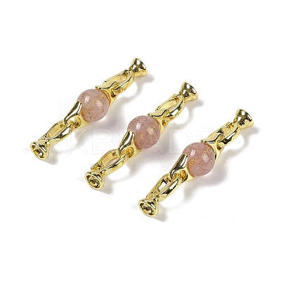 Natural Strawberry Quartz with Brass Fold Over Clasps G-G141-03G-17-1
