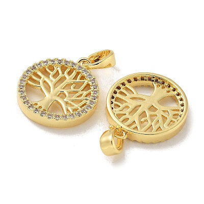 Brass Micro Pave Cubic Zirconia Pendents KK-R210-21G-01-1