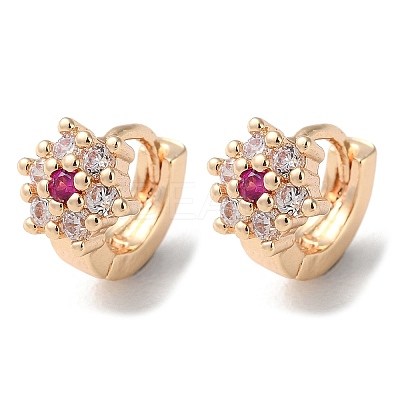 Rack Plating Brass Micro Pave Cubic Zirconia Hoop Earrings LS-EJEW-P238-29KCG-1
