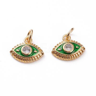 Brass Micro Pave Clear Cubic Zirconia Charms KK-C100-15G-A01-1