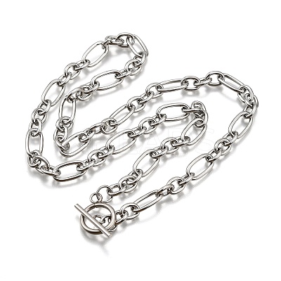 Non-Tarnish Unisex 304 Stainless Steel Figaro Chain Necklaces X-NJEW-H215-03P-1