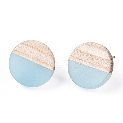 Transparent Resin & Wood Stud Earrings EJEW-N017-003A-D01-1