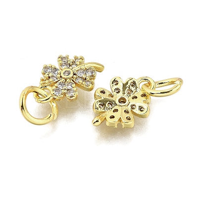 Clover Brass Micro Pave Clear Cubic Zirconia Pendants KK-K300-10G-1