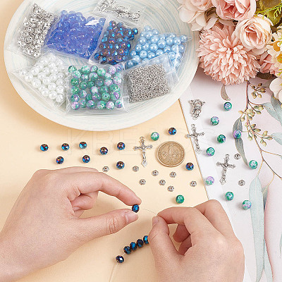 DIY Rosary Beaded Style Necklaces Bracelet Making Kit DIY-AR0003-71-1