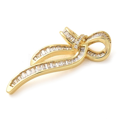 Rack Plating Brass Micro Pave Clear Cubic Zirconia Pendants KK-C047-06G-1