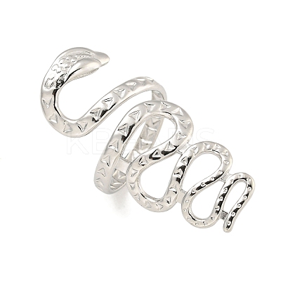 Non-Tarnish 304 Stainless Steel Snake Wrap Open Cuff Ring for Women RJEW-A043-29P-1