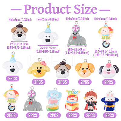 22Pcs 11 Styles Opaque Resin Pendants RESI-TA0004-18-1