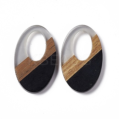 Opaque Resin & Walnut Wood Pendants RESI-M027-02E-1