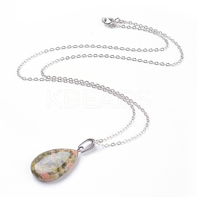 Natural & Synthetic Gemstone Pendant Necklaces NJEW-JN02160-1