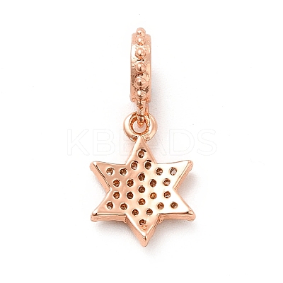 Rack Plating Brass Micro Pave Cubic Zirconia European Dangle Charms KK-K270-11RG-1