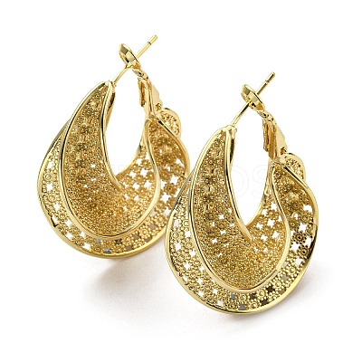 Rack Plating Brass Twist Teardrop Hoop Earrings EJEW-D063-01G-1