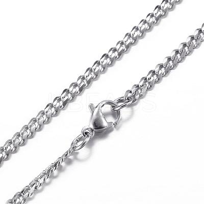Tarnish Resistant 304 Stainless Steel Curb Chain Necklaces NJEW-P147-04P-1
