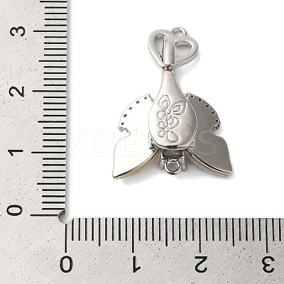 Brass Micro Pave Clear Cubic Zirconia Fold Over Clasps with Shell KK-S382-07P-1