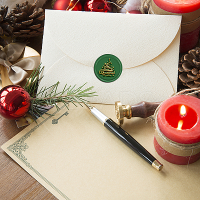 Brass Wax Seal Stamp with Handle AJEW-WH0184-0647-1