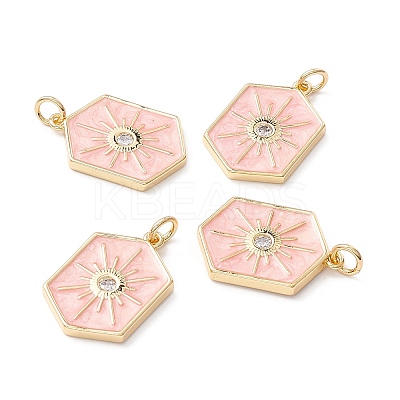 Brass Micro Pave Clear Cubic Zirconia Pendants ZIRC-Z019-44F-NR-1