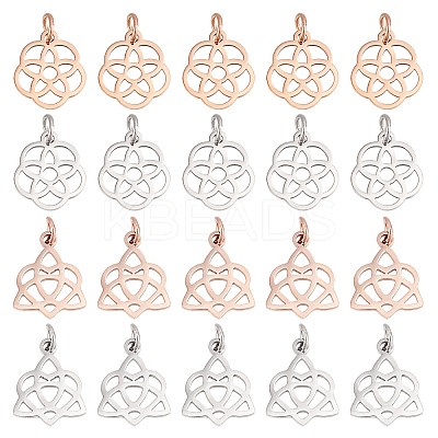 24Pcs 2 Style 304 Stainless Steel Pendants STAS-DC0006-77-1
