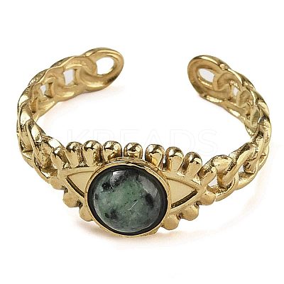 Natural African Turquoise(Jasper) Finger Rings RJEW-U027-01G-10-1