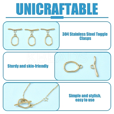 5Pcs 304 Stainless Steel Toggle Clasps STAS-YW0003-36G-1