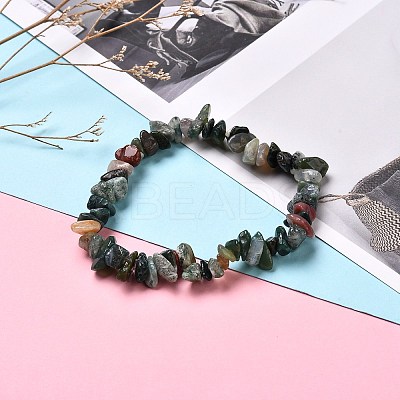 Natural Mixed Stone Chip Beaded Stretch Bracelets for Girl Women BJEW-JB06647-1