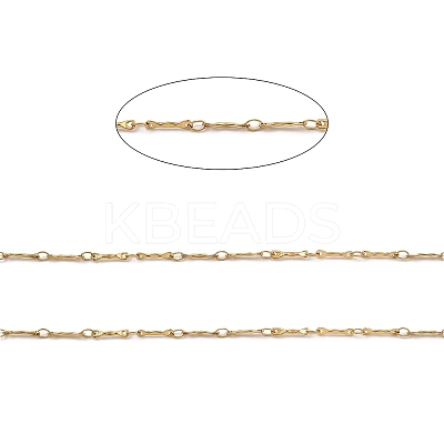 Ion Plating(IP) Handmade 304 Stainless Steel Bar Link Chains CHS-G025-08G-1