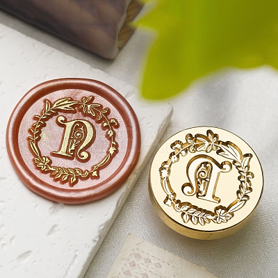 Golden Tone Wax Seal Brass Stamp Head DIY-B079-01G-N-1