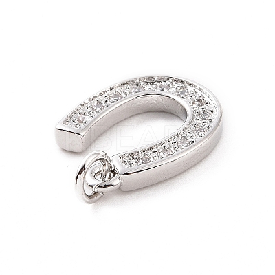 Brass Micro Pave Cubic Zirconia U Shape Charms KK-C012-24P-1